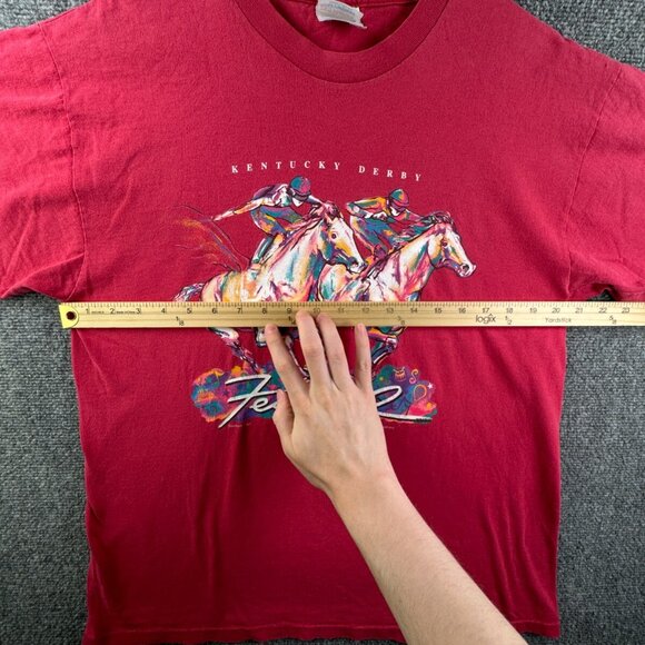 VTG Kentucky Derby 1997 Red T Shirt USA Large Short Sleeve Cotton Horse Racing - Picture 4 of 15